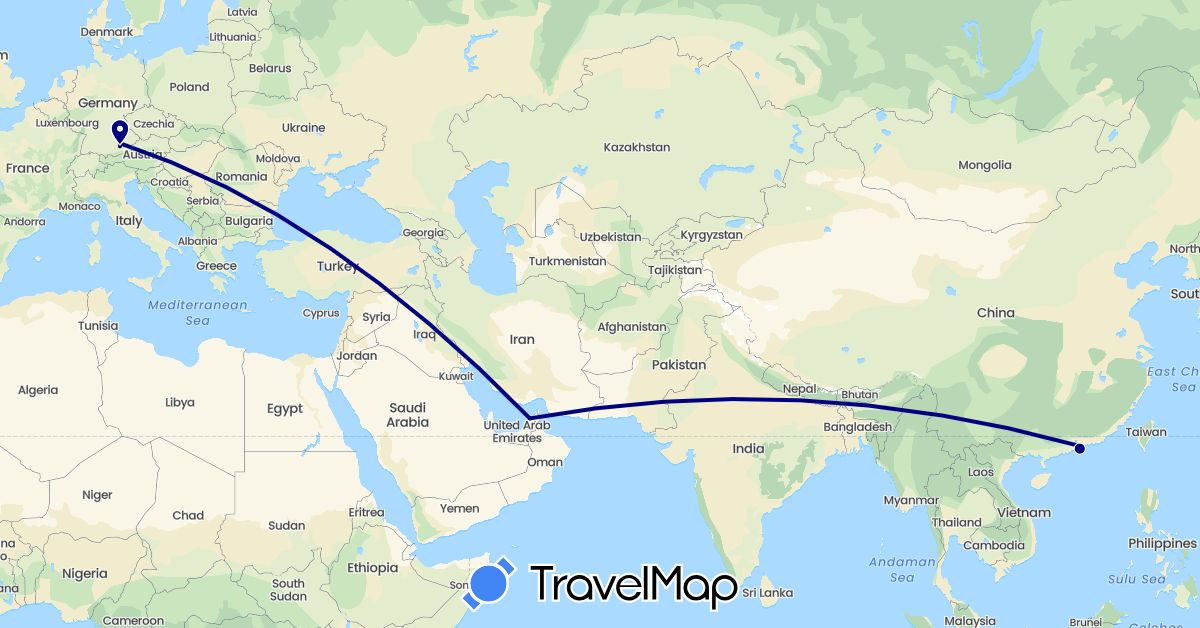 TravelMap itinerary: driving in United Arab Emirates, China, Germany (Asia, Europe)